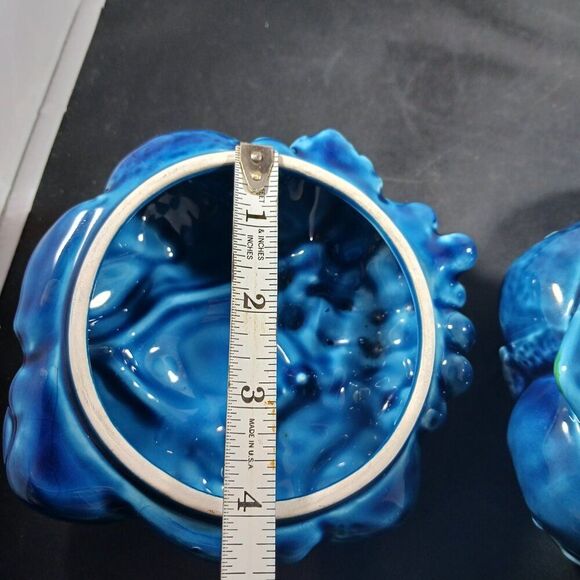 Vintage Candy Dish Inarco Blue Fruits Retro MCM Cookie Jar - Picture 10 of 15